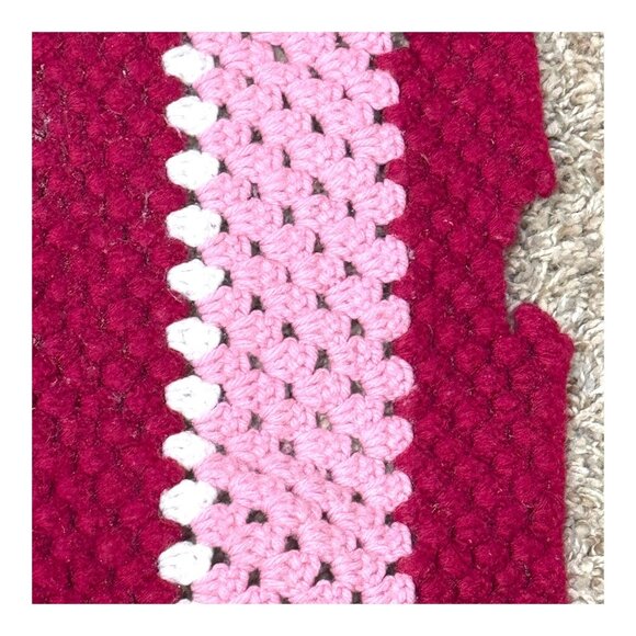 Handmade Crochet Baby Blanket Pink Squares Chair Lap Wheelchair throw READ - Picture 2 of 7